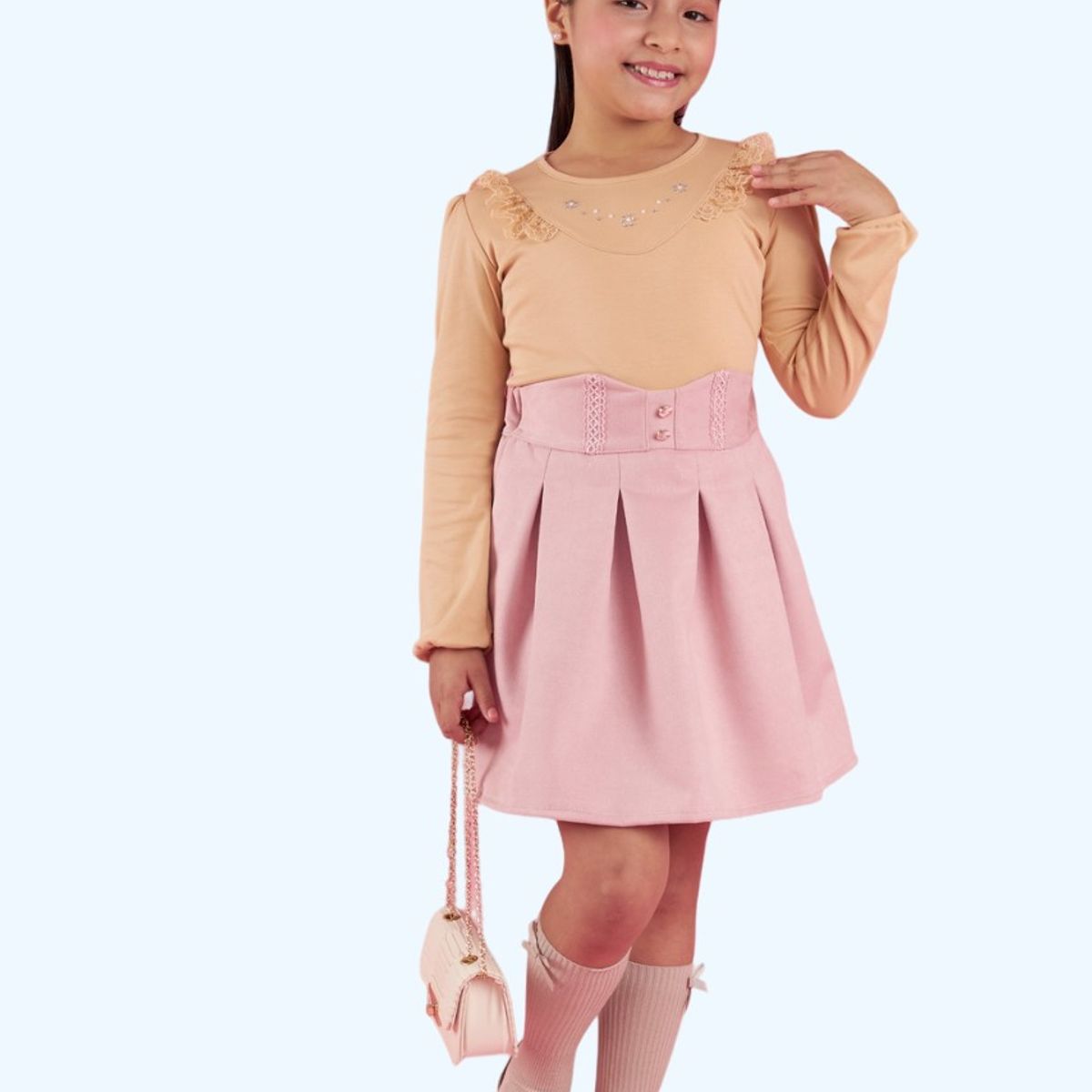 KIDS MASHMELO - Body Con Pedreria En Canessu Y Tull Bordado Para Niña Kids Mashmelo