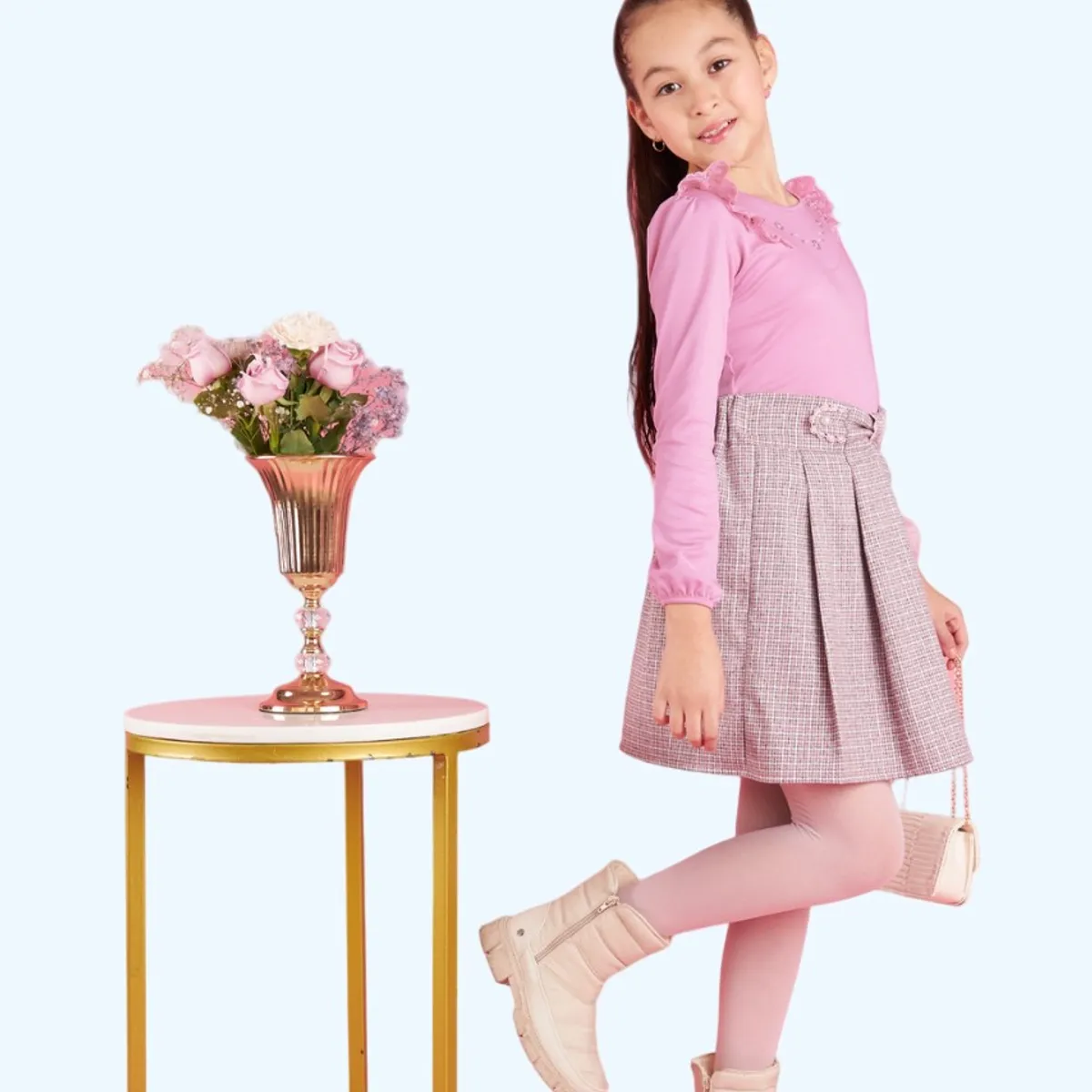 KIDS MASHMELO - Body Con Pedreria En Canessu Y Tull Bordado Para Niña Kids Mashmelo