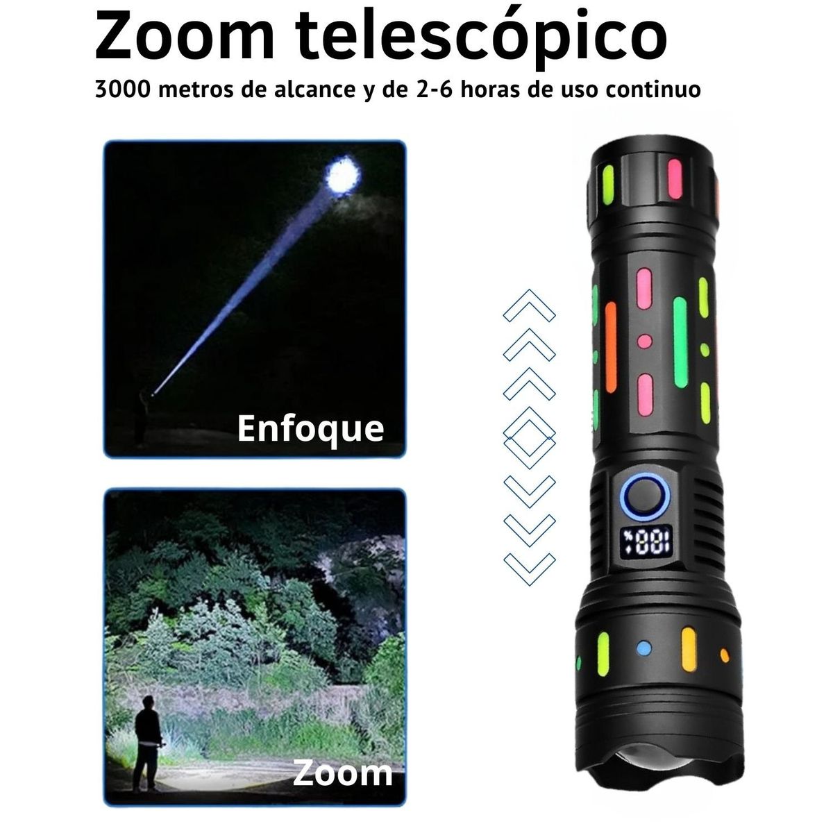 LIDIMI - Linterna Táctica Profesional 3000 Metros Alta Potencia