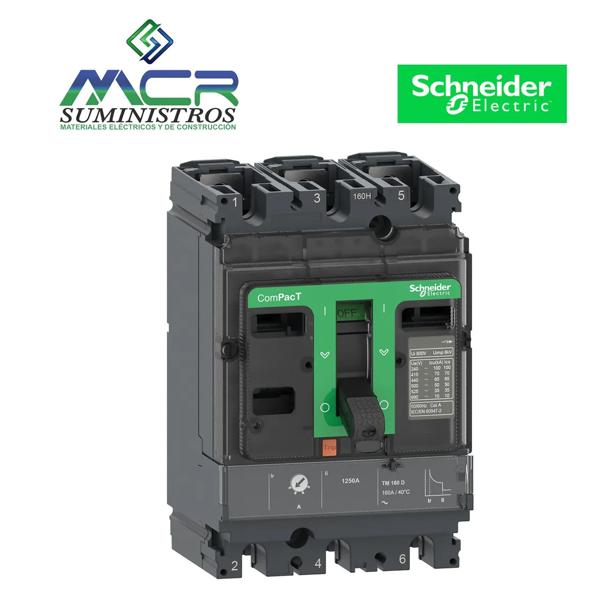 SCHNEIDER ELECTRIC - INTERRUPTOR COMPACT NSX TRIFASICO 112-160 AMPERIOS 85KA 220V Schneider