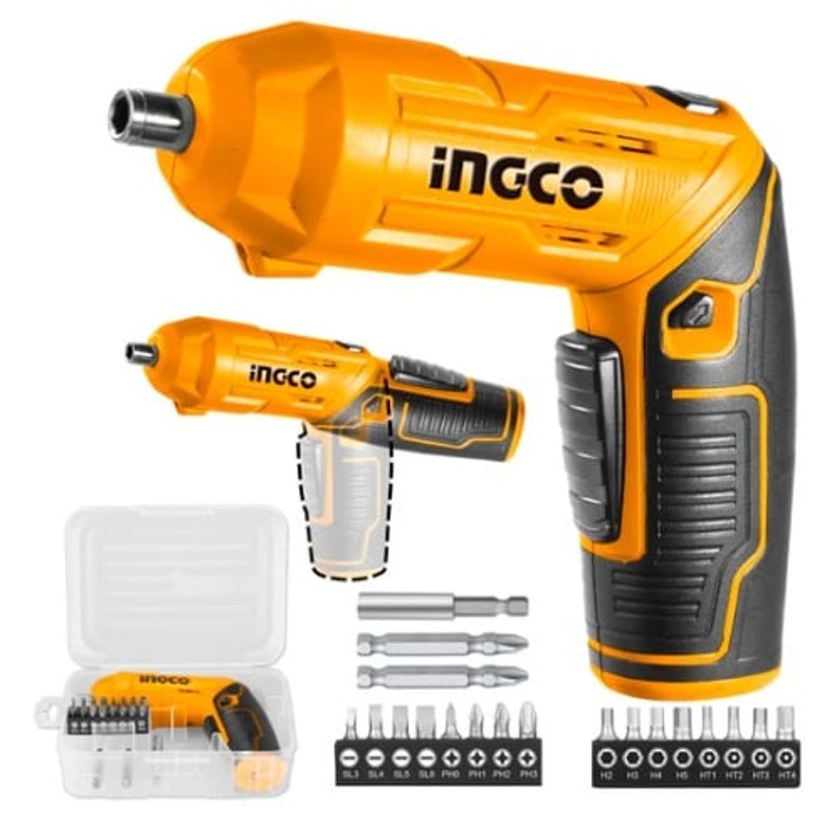 INGCO TOOLS - Destornillador atornillador inalámbrico + 18 puntillas magnetico INGCO