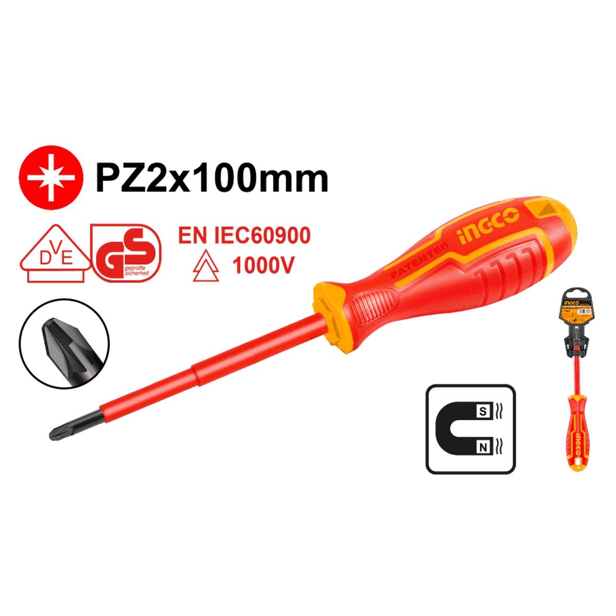 INGCO TOOLS - Desarmador dieléctrico estrella 1000V INGCO