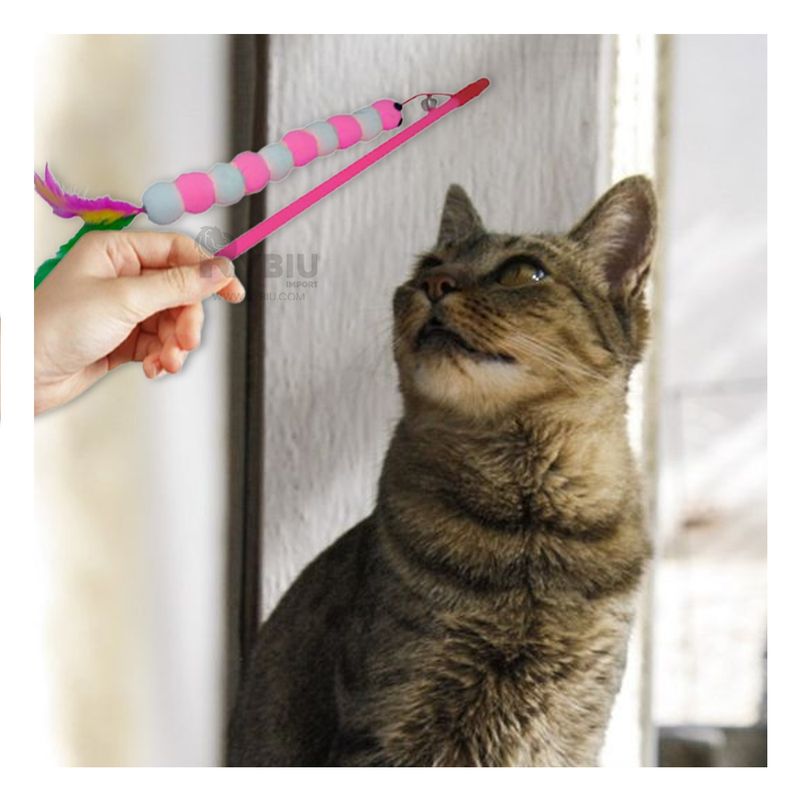 GENERICO - Varita para Gatos con Bolitas en Color Rosado