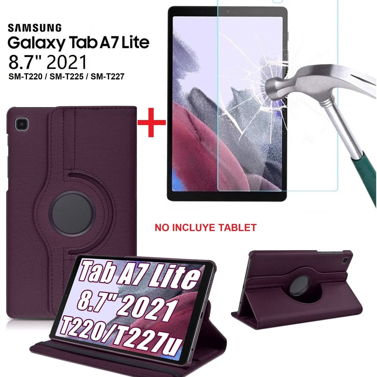GENERICO - Funda Case + Mica de Vidrio para Samsung Tab A7 Lite 8.7 2021 SM-T220.