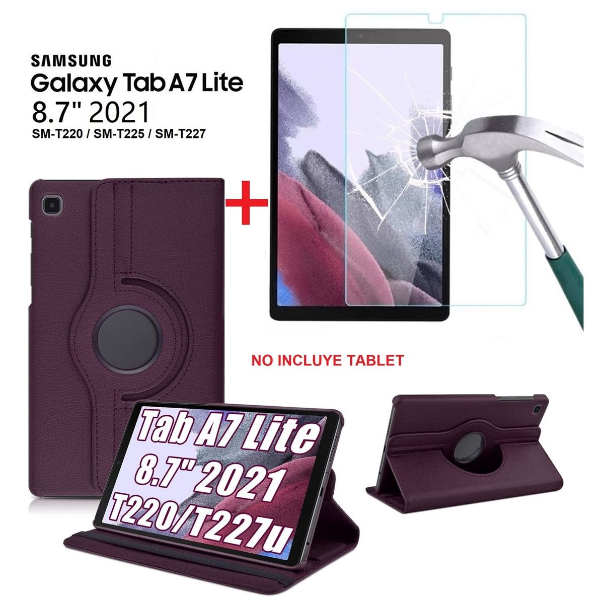 GENERICO - Funda Case + Mica de Vidrio para Samsung Tab A7 Lite 8.7 2021 SM-T220.