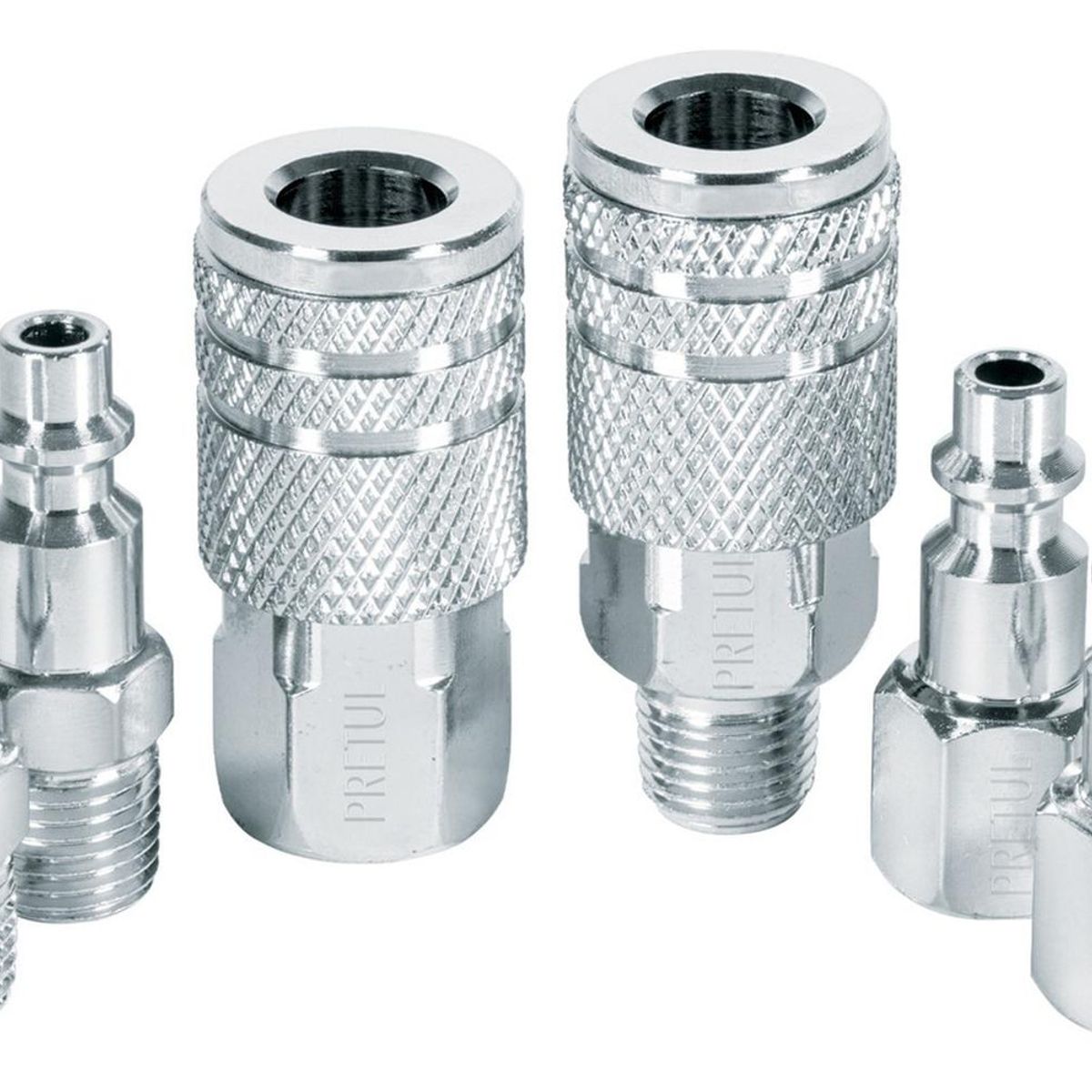 PRETUL - Juego de 4 conectores y 2 acoples para compresora de aire pretul 