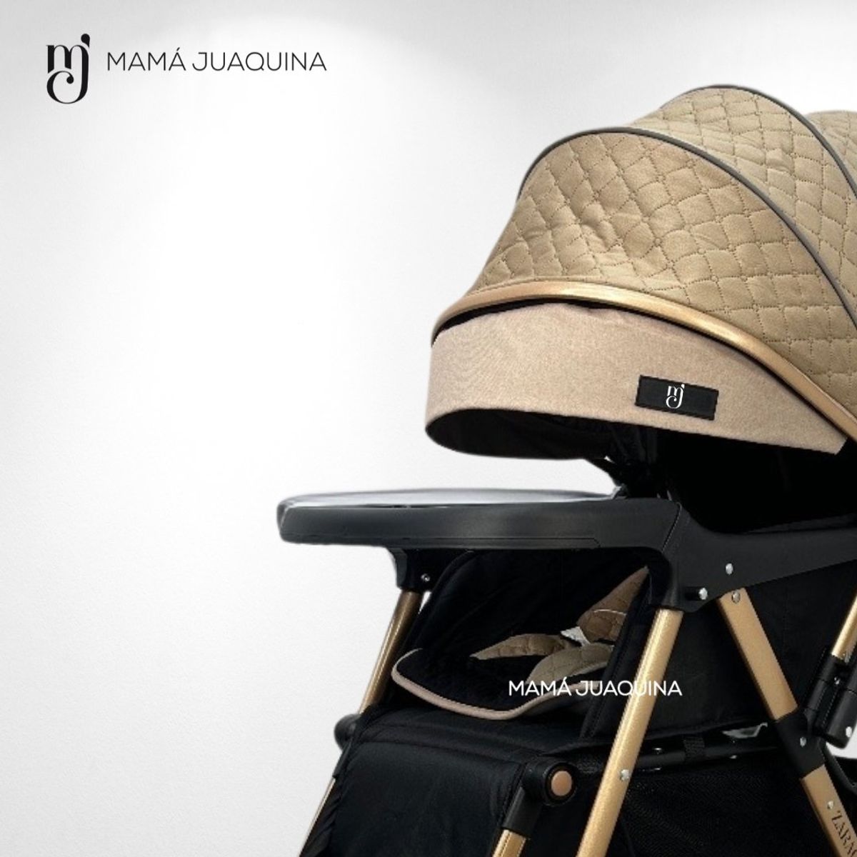 BABY - Coche Cuna de Lujo «BOMBSHELL» con Bolso Pañalero Beige