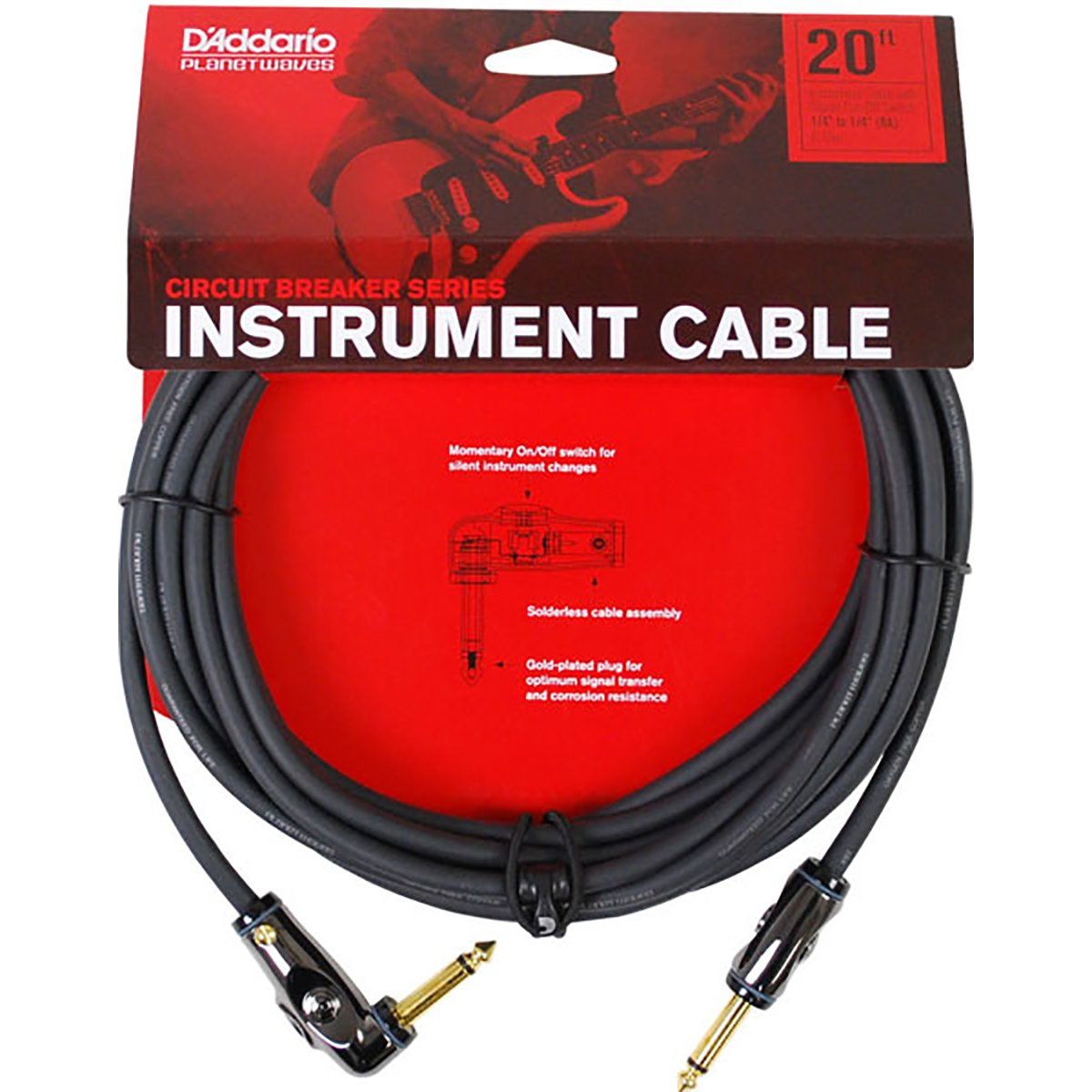 DADDARIO - Cable Daddario Classic 6m Entrada L a Plug PW-AGRA-20