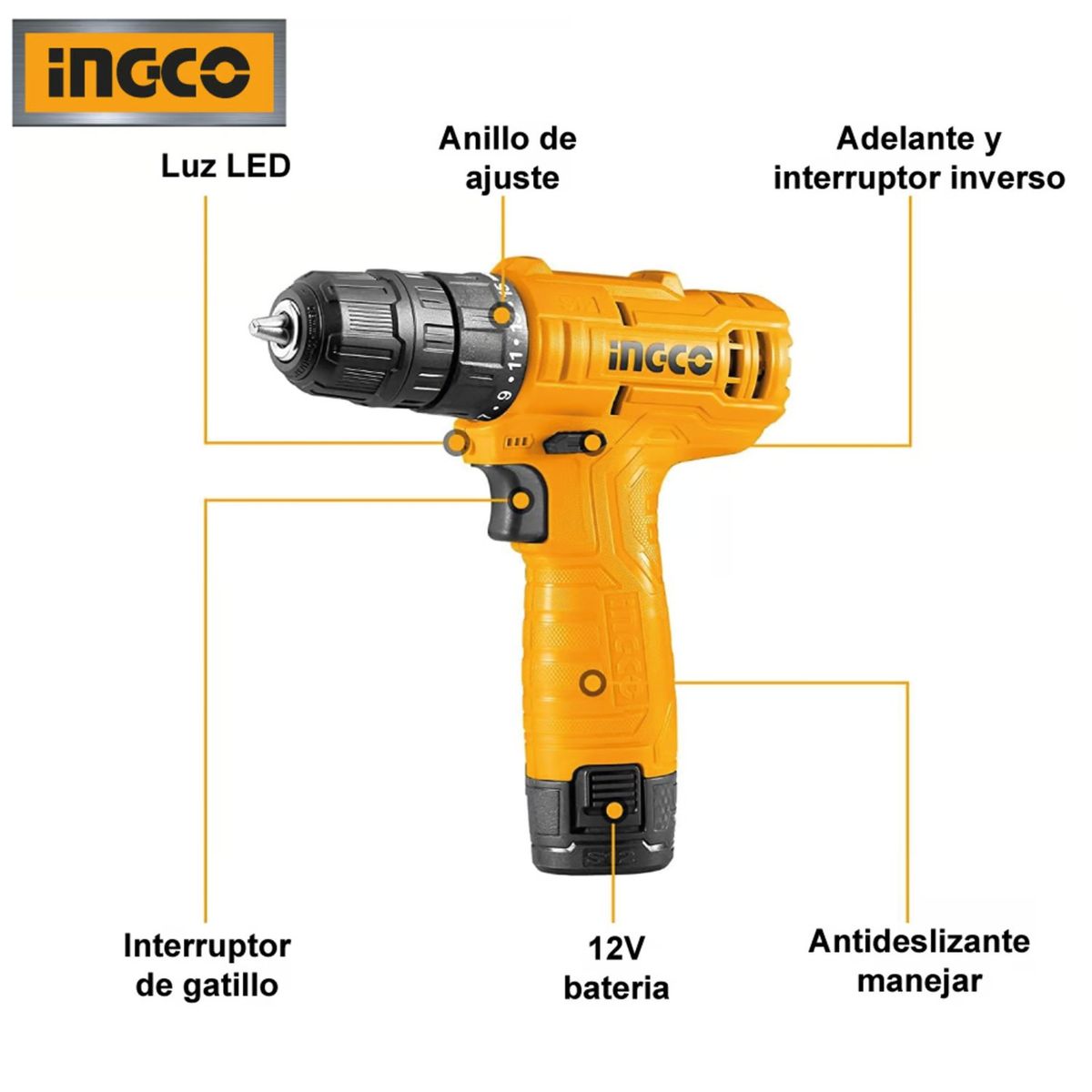 INGCO TOOLS - Taladro inalámbrico 12V TALADRO ATORNILLADOR INGCO