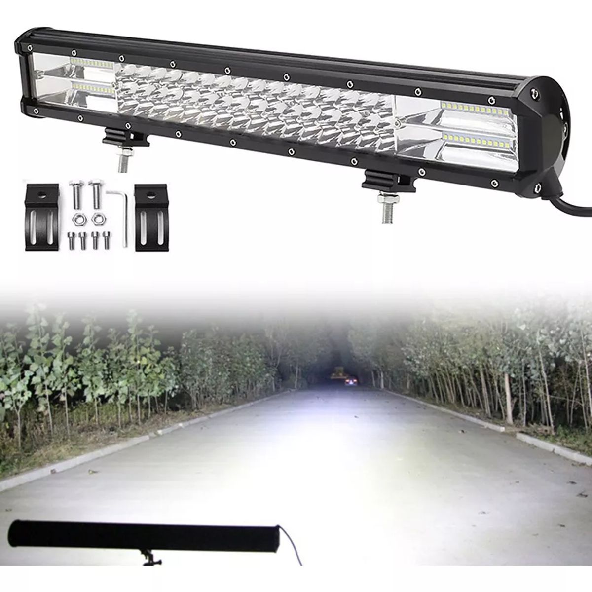 GENERICO - Barra Triple Led 22 Pulgadas Recta 64800LM