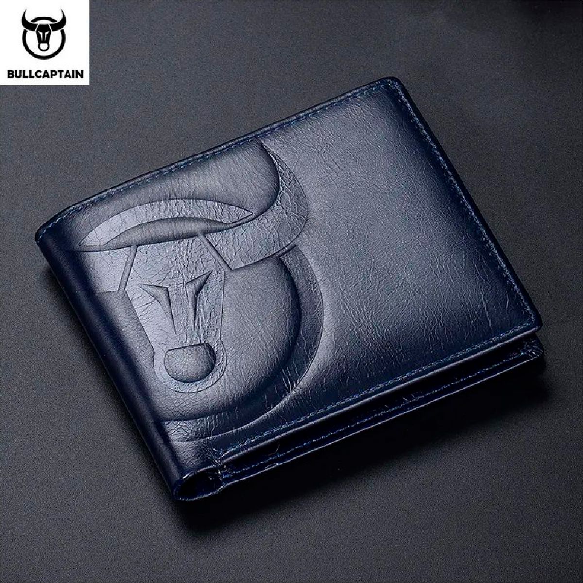 BULLCAPTAIN - BullCaptain - Billetera de Cuero Mate QB-0203-H-BL Azul