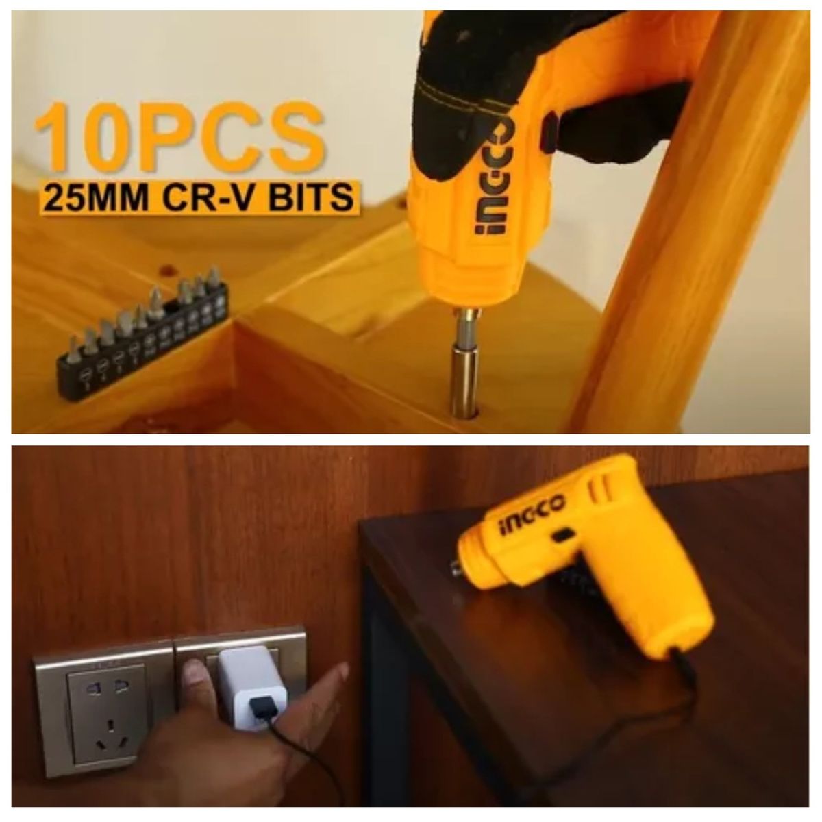 INGCO TOOLS - Atornillador destornillador inalambrico 10 puntillas magneticas, INGCO