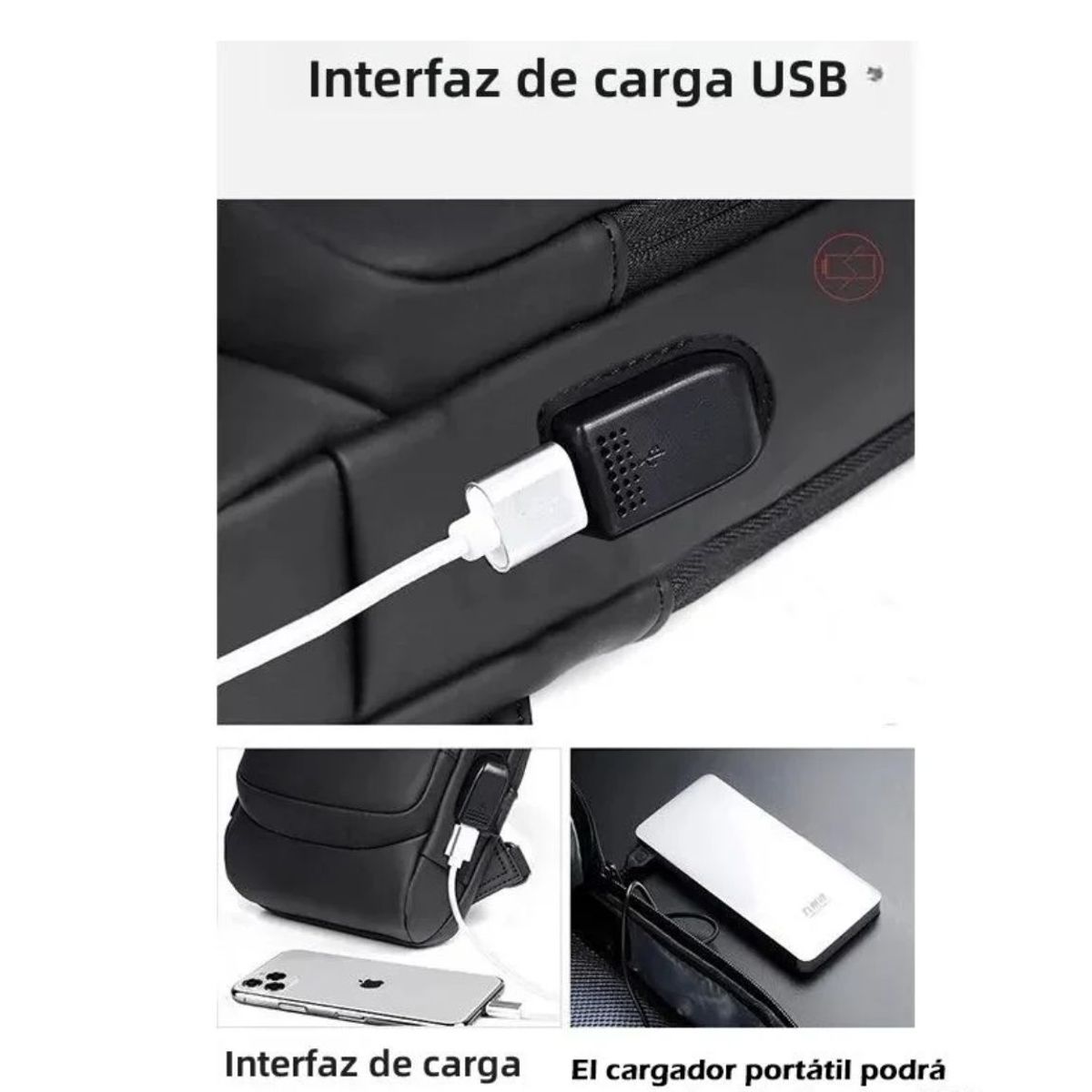 GENERICO - Morral Bandolera de Cuero para Hombre Antirrobo Impermeable con Clave