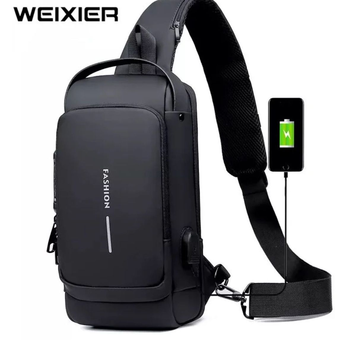 GENERICO - Morral Bandolera de Cuero para Hombre Antirrobo Impermeable con Clave