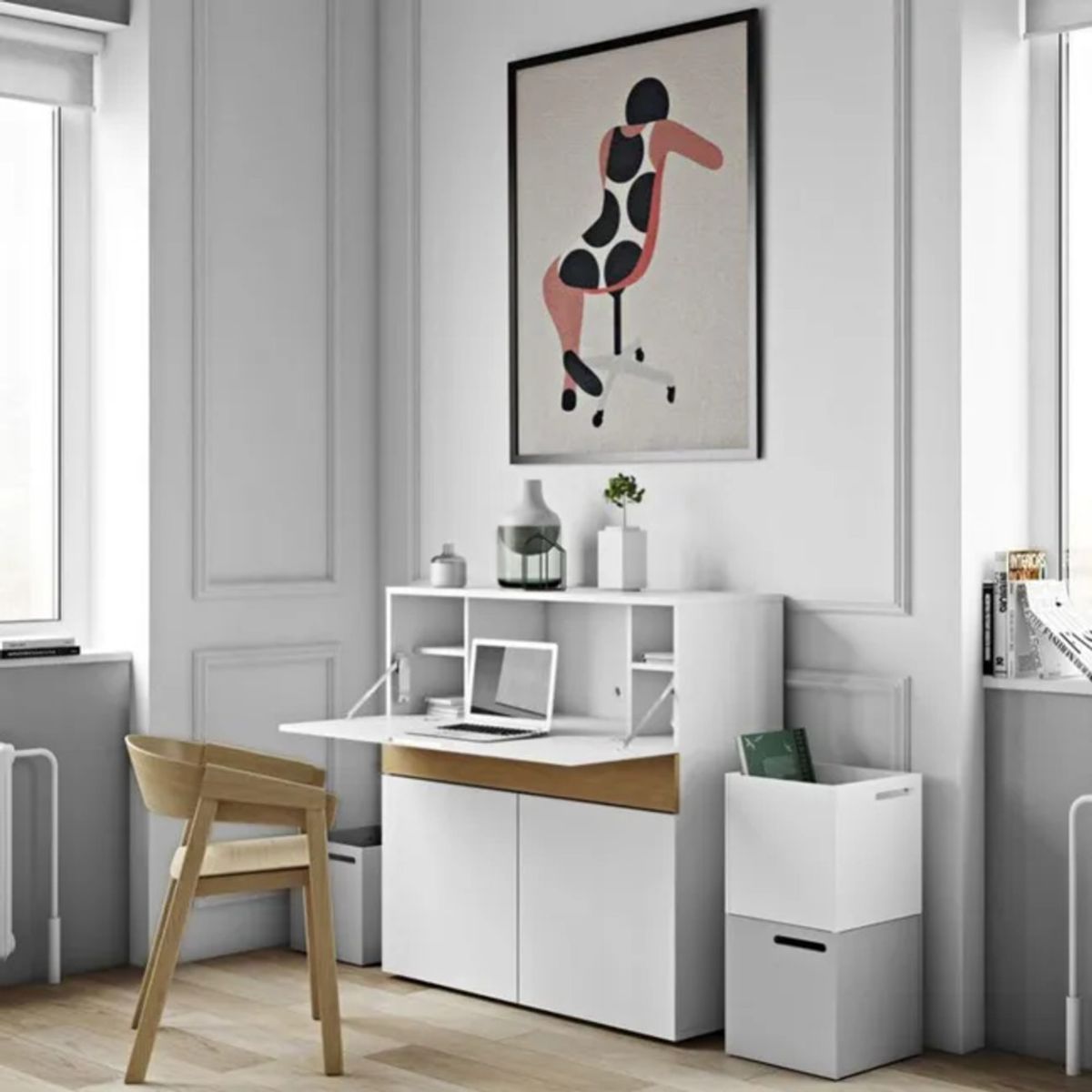 TU MESITA - Escritorio Plegable Focus color BlancoDuna 2 puertas TU MESITA