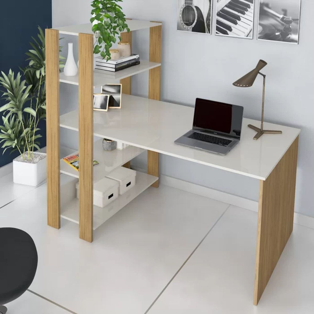 TU MESITA - Escritorio Moderno con Estantes Jesús color DunaBlanco TU MESITA