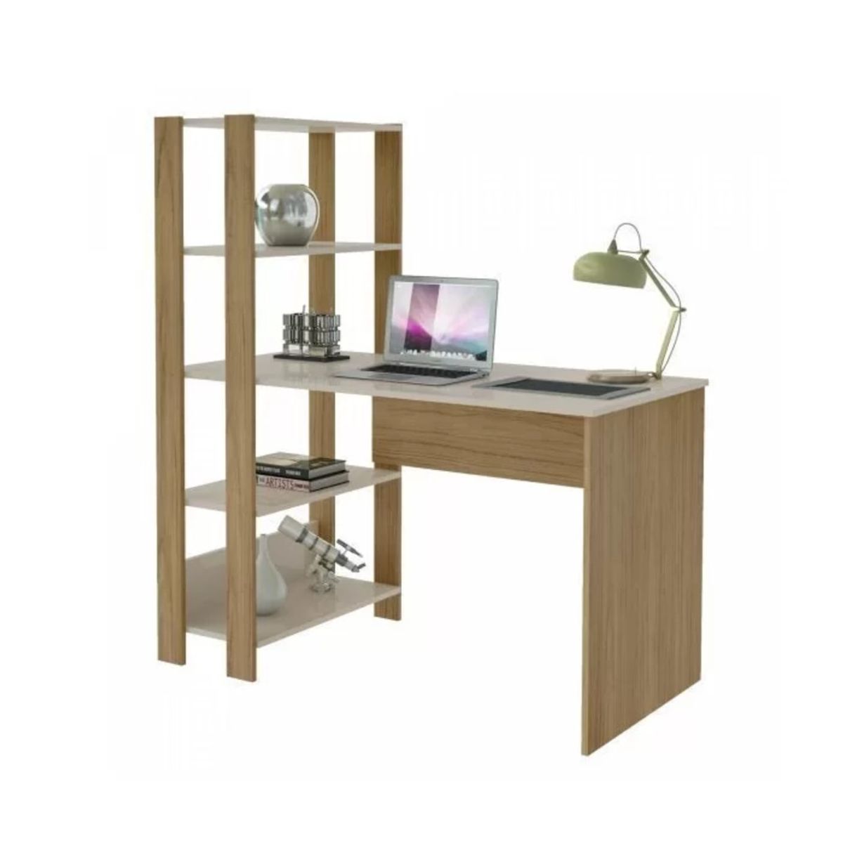 TU MESITA - Escritorio Moderno con Estantes Jesús color DunaBlanco TU MESITA