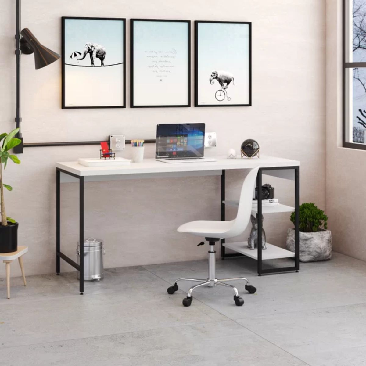 TU MESITA - Mesa Escritorio Industrial Liverpol color BlancoNegro TU MESITA