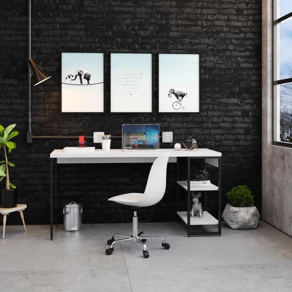 TU MESITA - Mesa Escritorio Industrial Liverpol color BlancoNegro TU MESITA