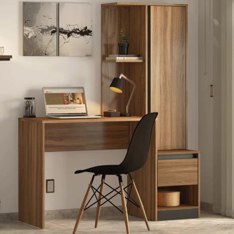 TU MESITA - Escritorio con Organizador Moore color Marrón 1 cajón 1 puerta TU MESITA
