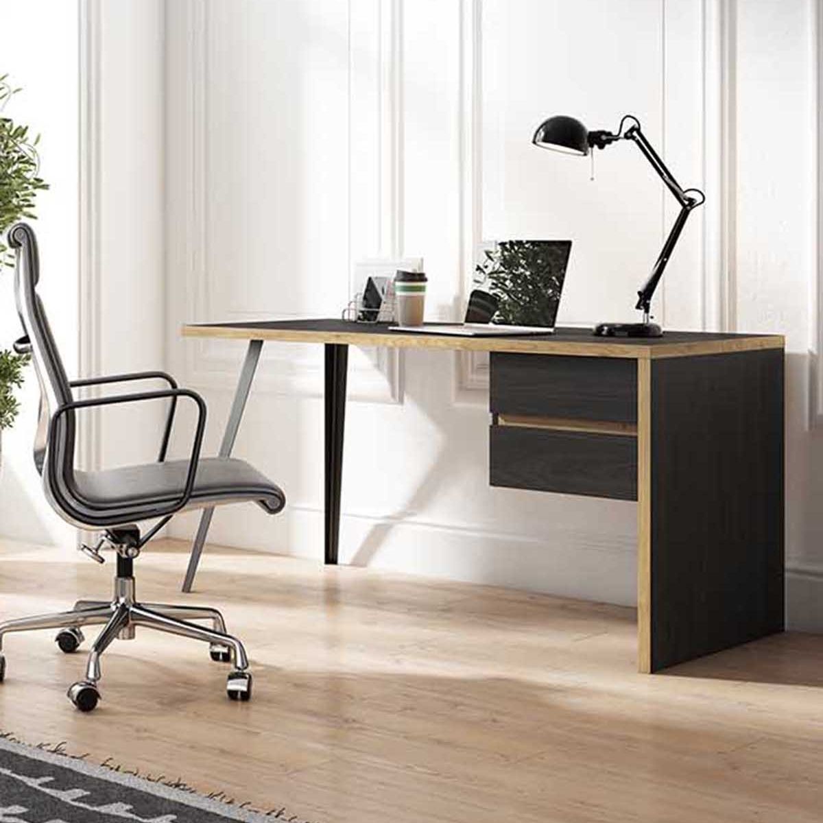 TU MESITA - Escritorio Juvenil Douha color Negro 2 cajones TU MESITA