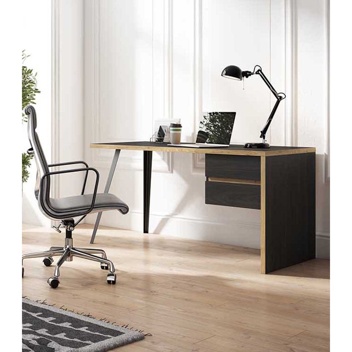 TU MESITA - Escritorio Juvenil Douha color Negro 2 cajones TU MESITA