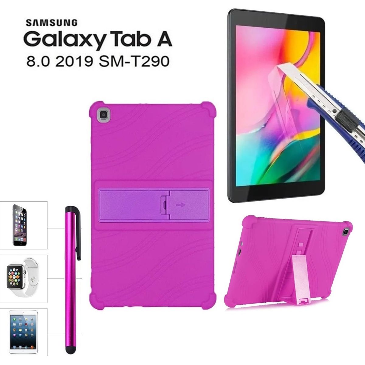 GENERICO - Funda + Mica + Lápiz para Samsung Tab A 8.0 SM-T290 Case Silicona.