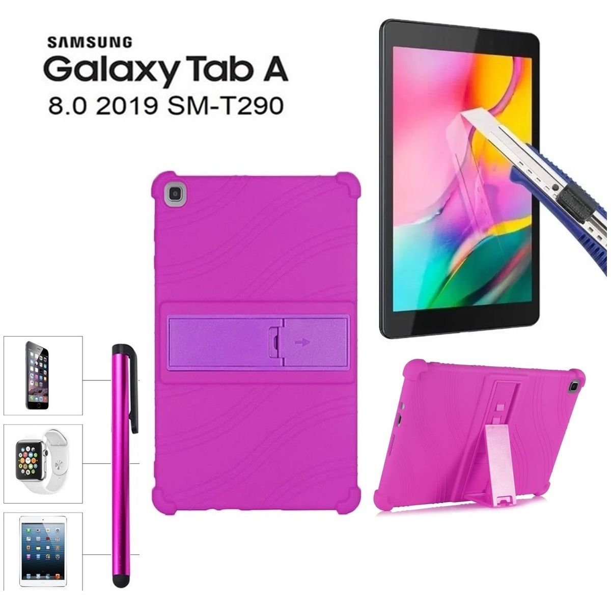 GENERICO - Funda + Mica + Lápiz para Samsung Tab A 8.0 SM-T290 Case Silicona.
