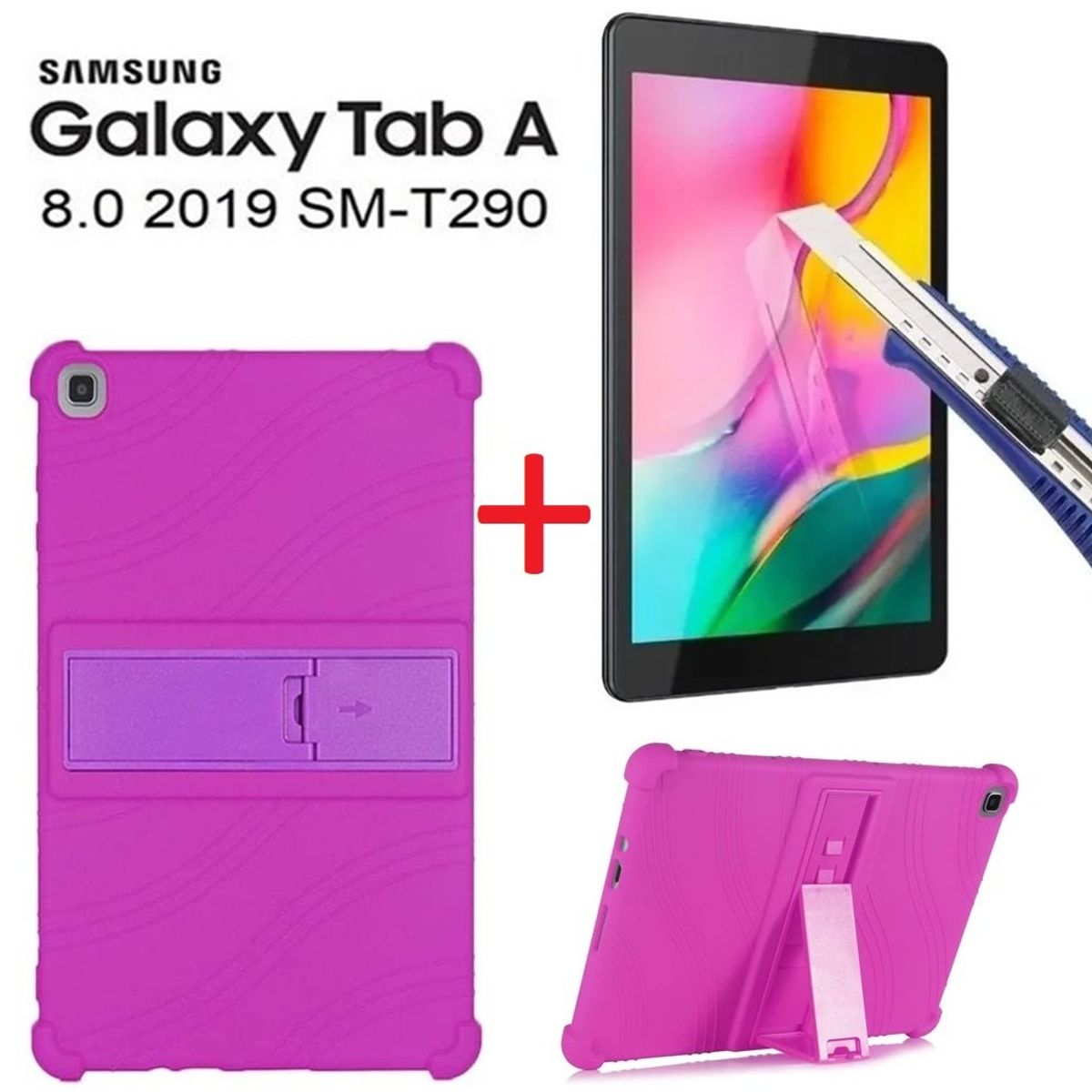 GENERICO - Funda Silicona + Mica de Vidrio para Samsung Tab A 8.0 SM-T290 Case.