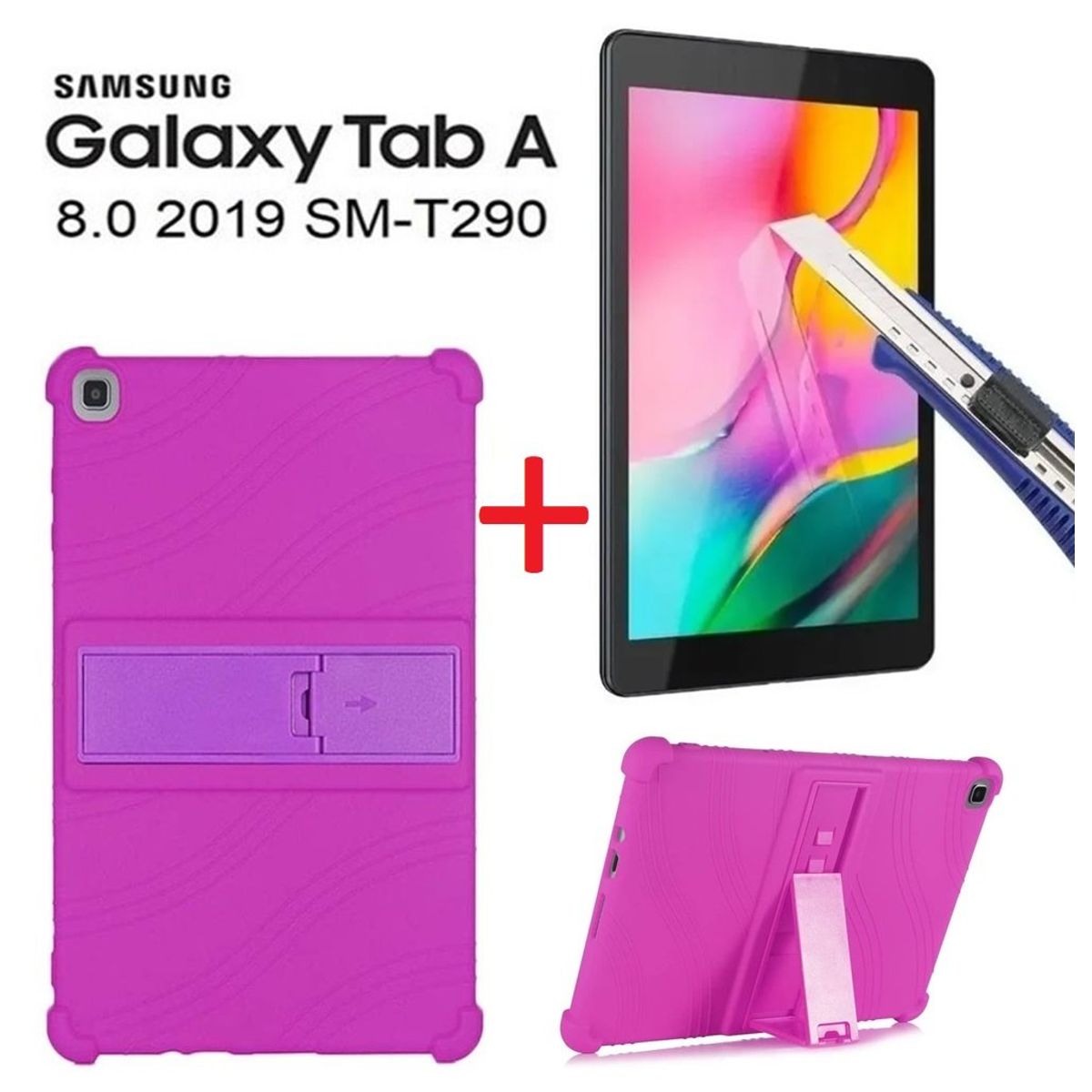 GENERICO - Funda Silicona + Mica de Vidrio para Samsung Tab A 8.0 SM-T290 Case.
