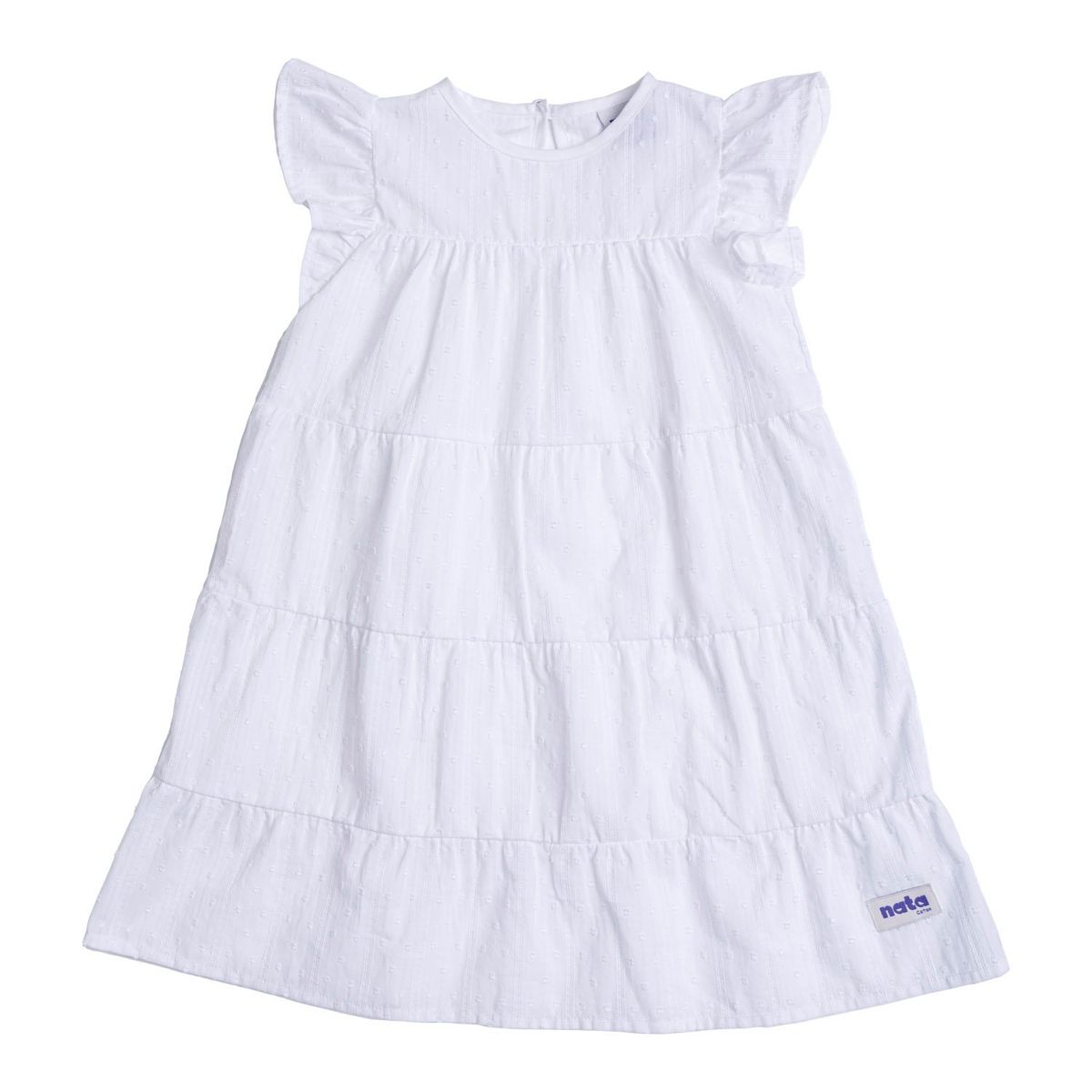NATA COTON - VESTIDO ALGODÓN MANGA CORTA NIÑA BLANCO
