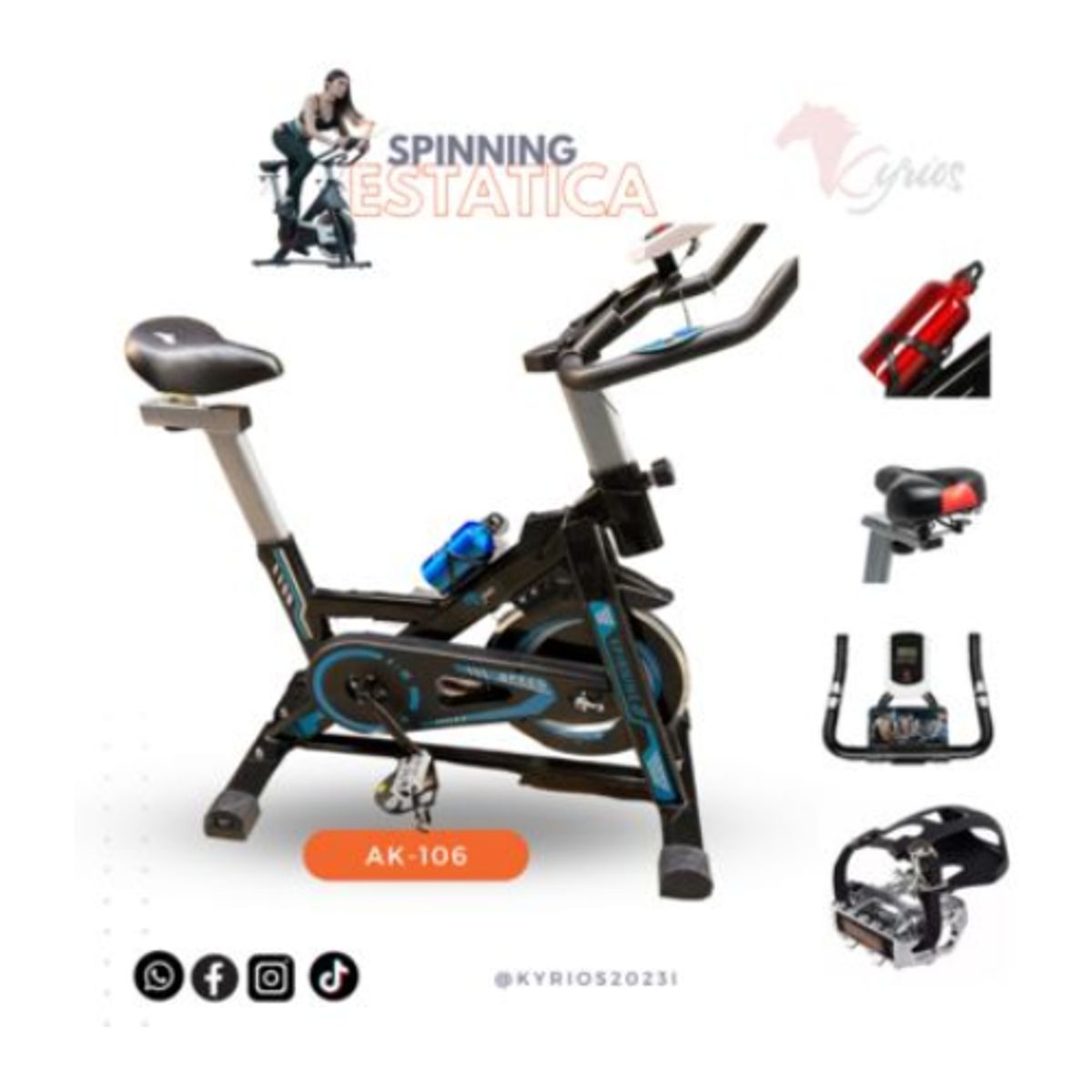 GENERICO - Bicicleta Estacionaria Volante De 12 Kg Color Azul