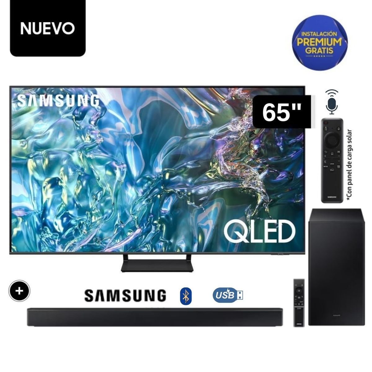 SAMSUNG - Televisor Samsung QLED Tizen OS Smart Tv 65 4K QN65Q65DAGXPE + Soundbar HW - C450