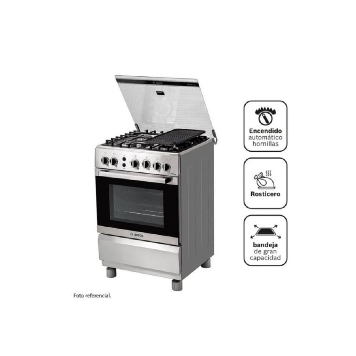 BOSCH - Cocina Bosch PRO449 MAX a Gas de Pie 24" 4 Hornillas Acero Inoxidable