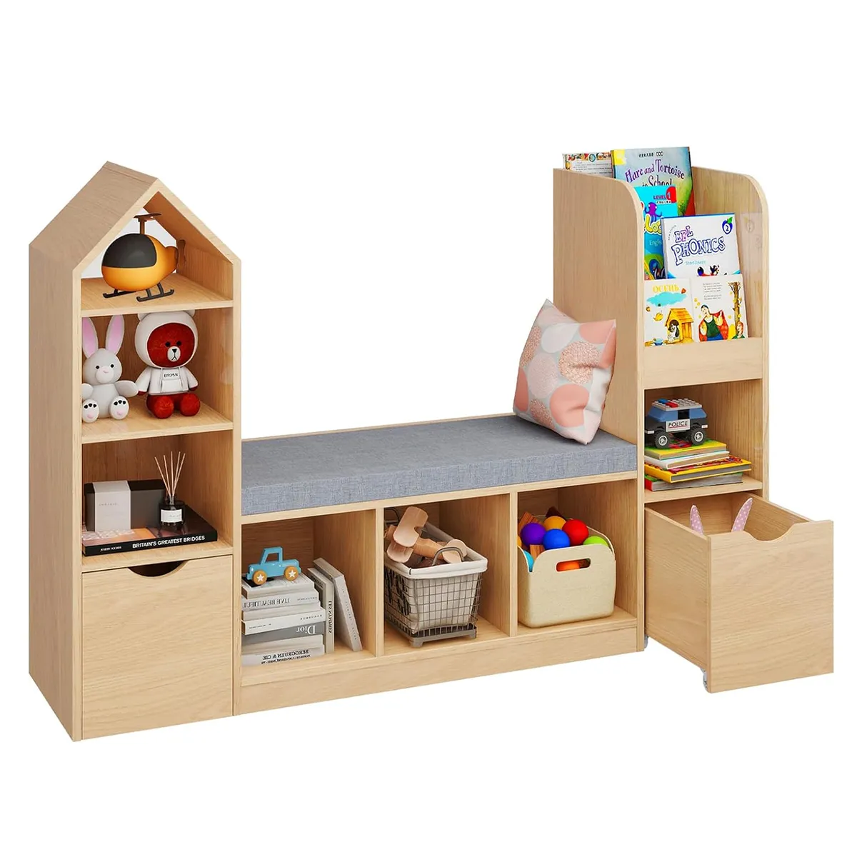 DIBA MUEBLES - Librero Organizador con Asiento Infantil Kiame  DIBA Muebles