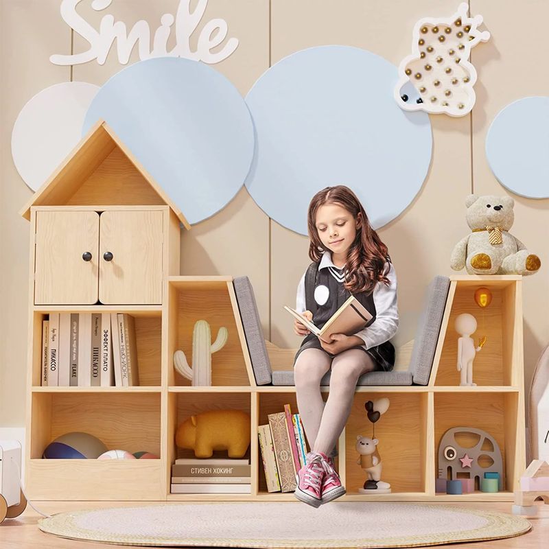 DIBA MUEBLES - Librero Organizador con Asiento Infantil Nolan DIBA Muebles