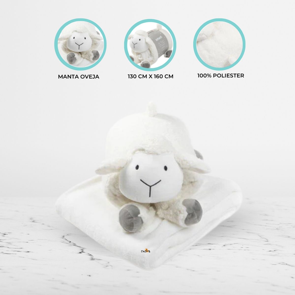 CUZKA - Manta Abrigadora para Bebé «OVEJA» White
