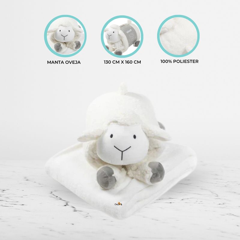 CUZKA - Manta Abrigadora para Bebé «OVEJA» White