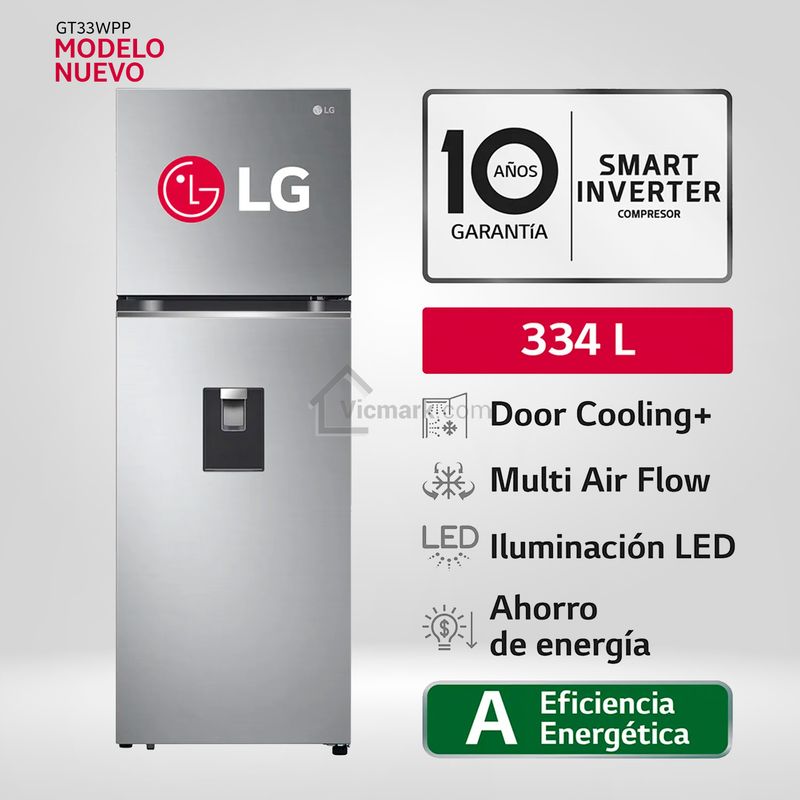 LG - Refrigeradora LG GT33WPP 334L Door Cooling Top Mount Plateada