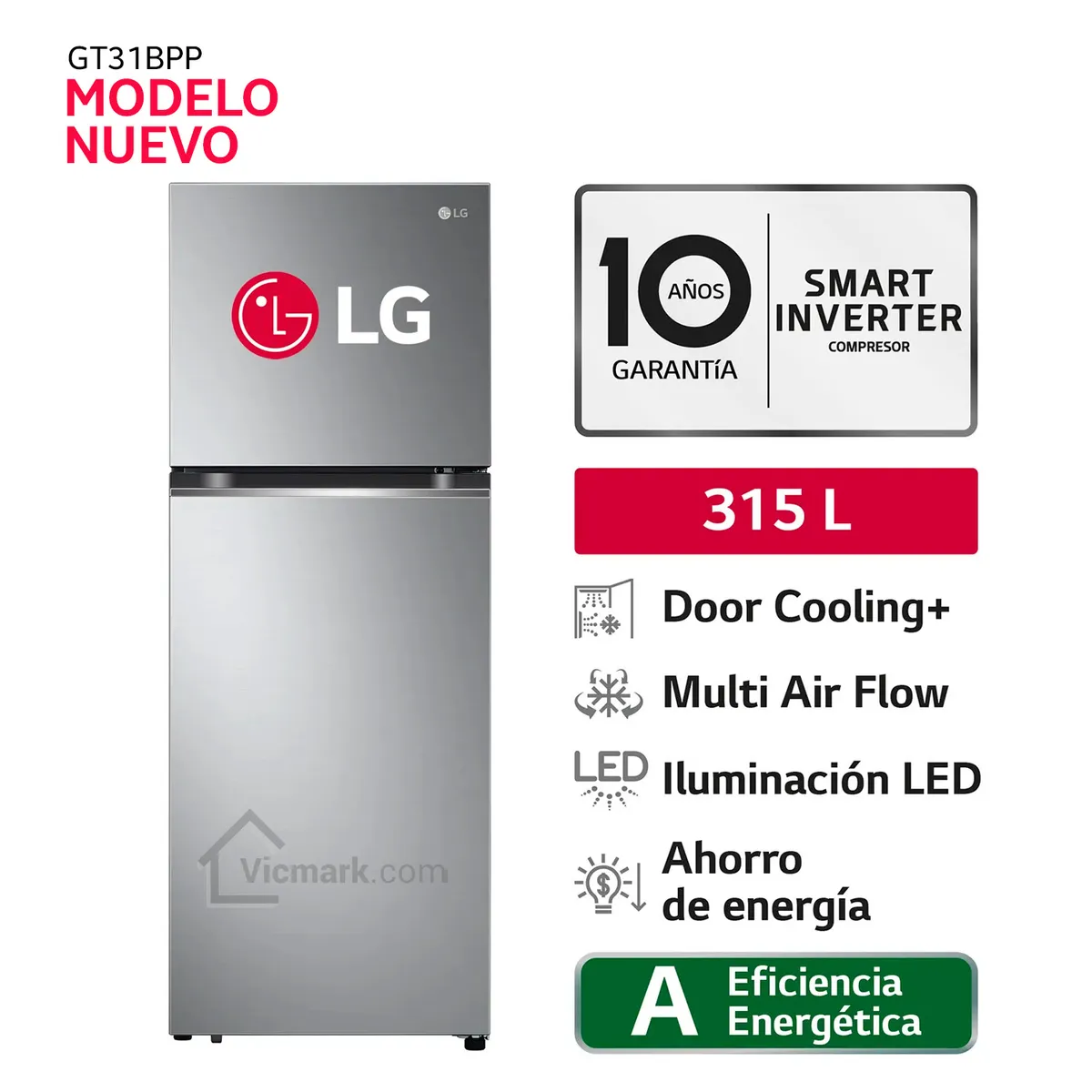 LG - Refrigeradora LG 315L Top Freezer Door Cooling GT31BPP