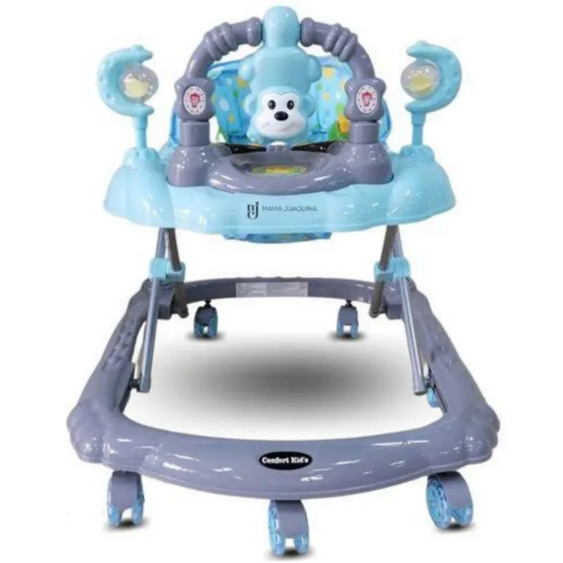 GENERICO - Andador para bebe bandeja didáctica MONITO CELESTE CON PLOMO