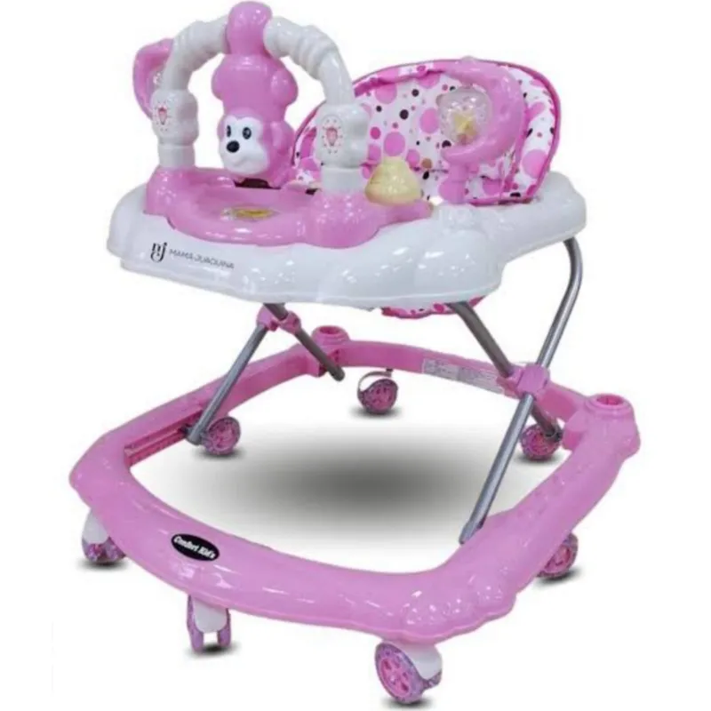 GENERICO - Andador para bebe bandeja didáctica MONITO ROSADO CON BLANCO