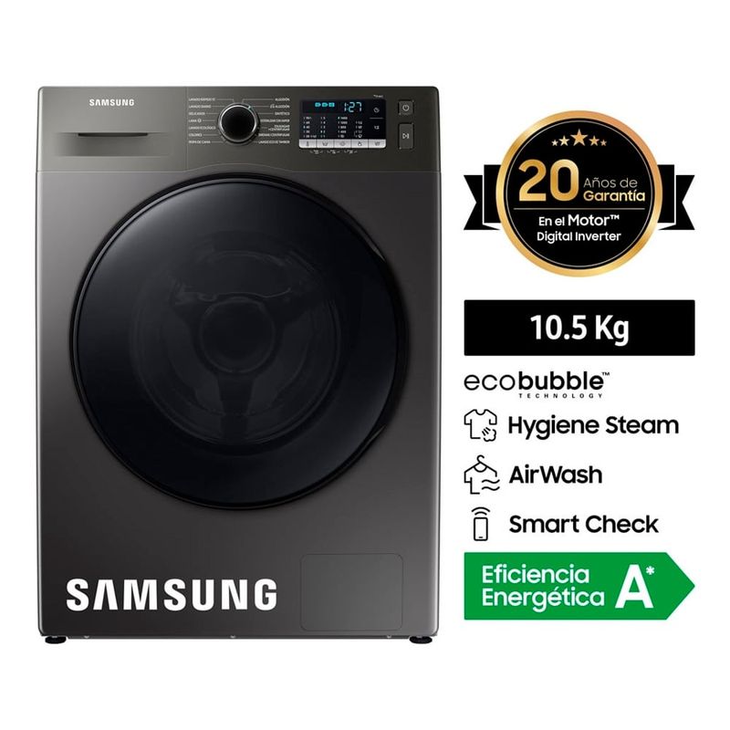 SAMSUNG - Lavadora SAMSUNG 10.5 KG carga frontal WW10TA046BX