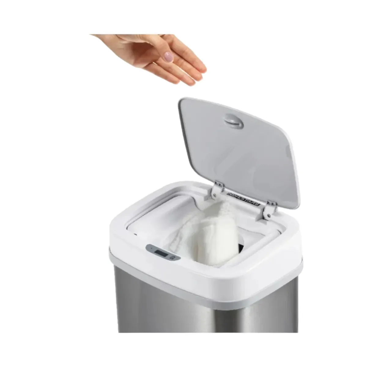 NINESTARS - Basurero sensor antiolor para pañales acero 15L