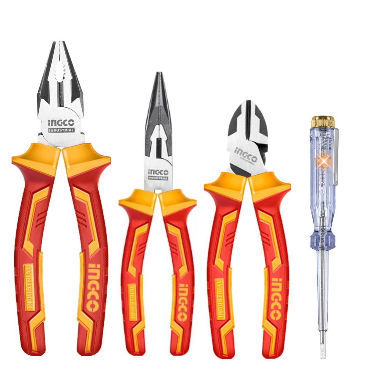 INGCO TOOLS - Alicates dieléctricos 1000V  3 UNIDADES INGCO, 1 probador de corriente