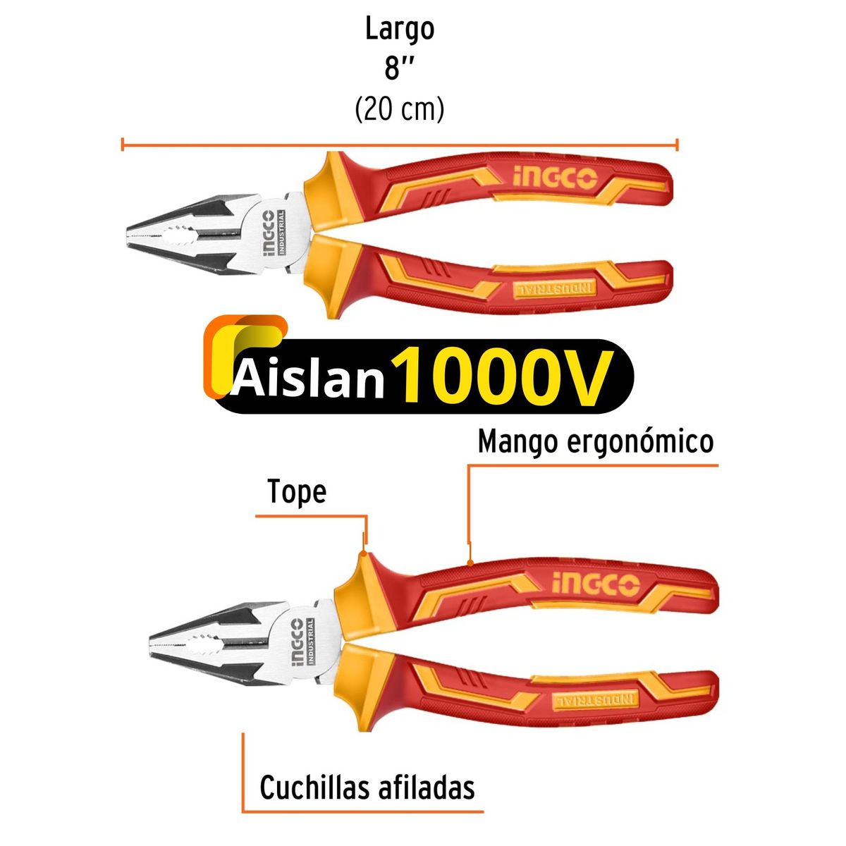 INGCO TOOLS - Alicates dieléctricos 1000V  3 UNIDADES INGCO, 1 probador de corriente