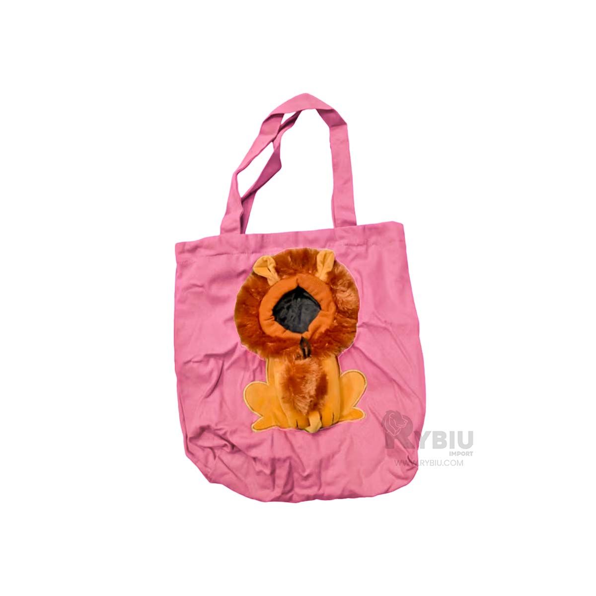 RYBIU IMPORT - Bolso Sencillo con Diseñoi de Leon en Rosado Y+Stickers