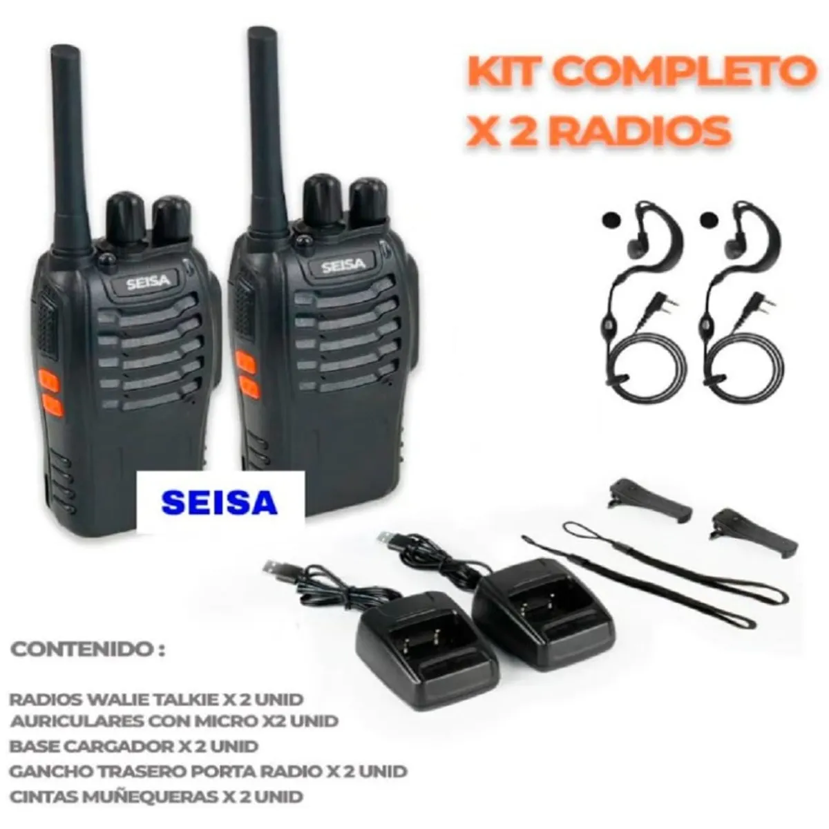 SEISA - Walkie talkie Radio pack 2 unid portatil transmisor receptor 3KM