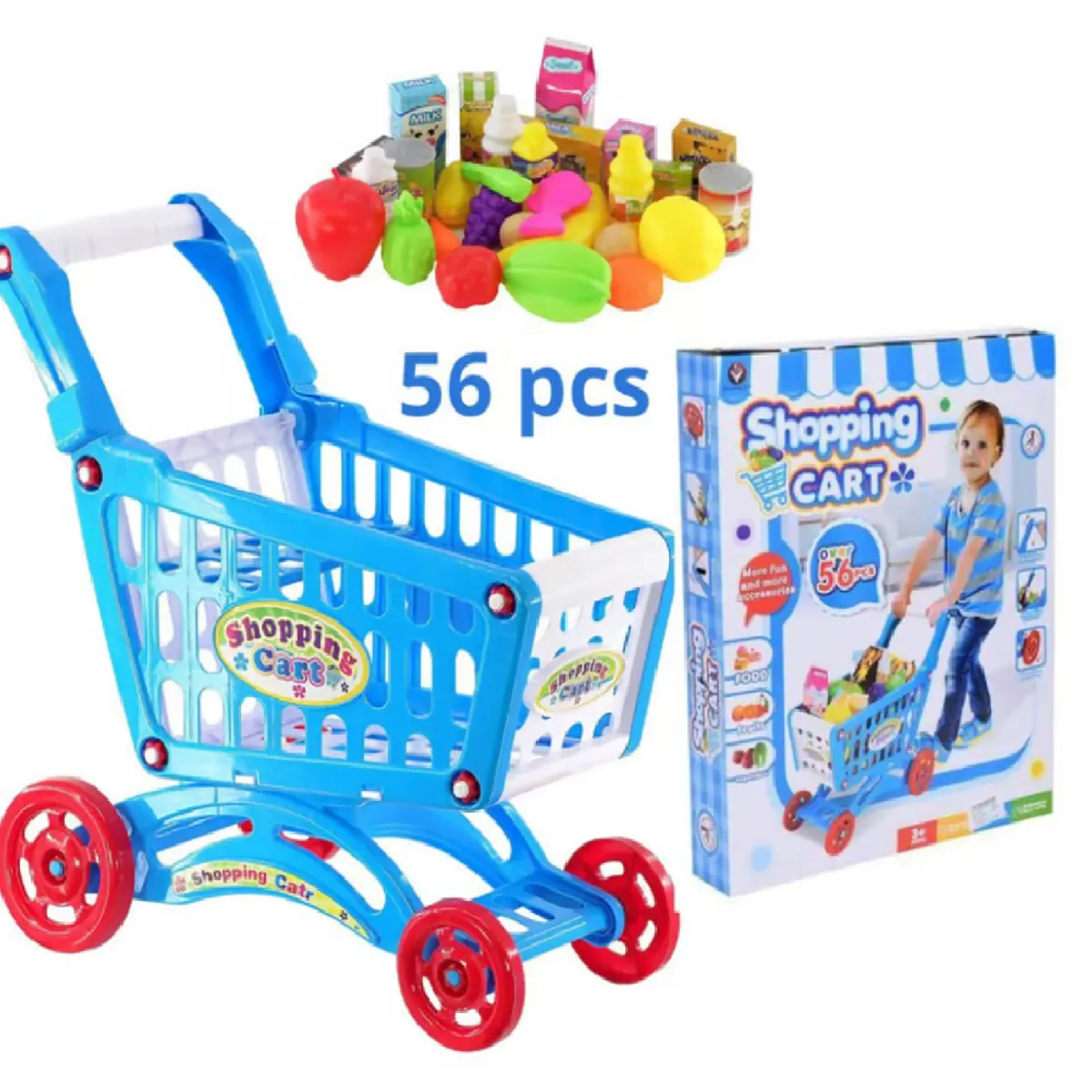 GENERICO - Juguete Carrito de Compras para Niños  - 56 pzas