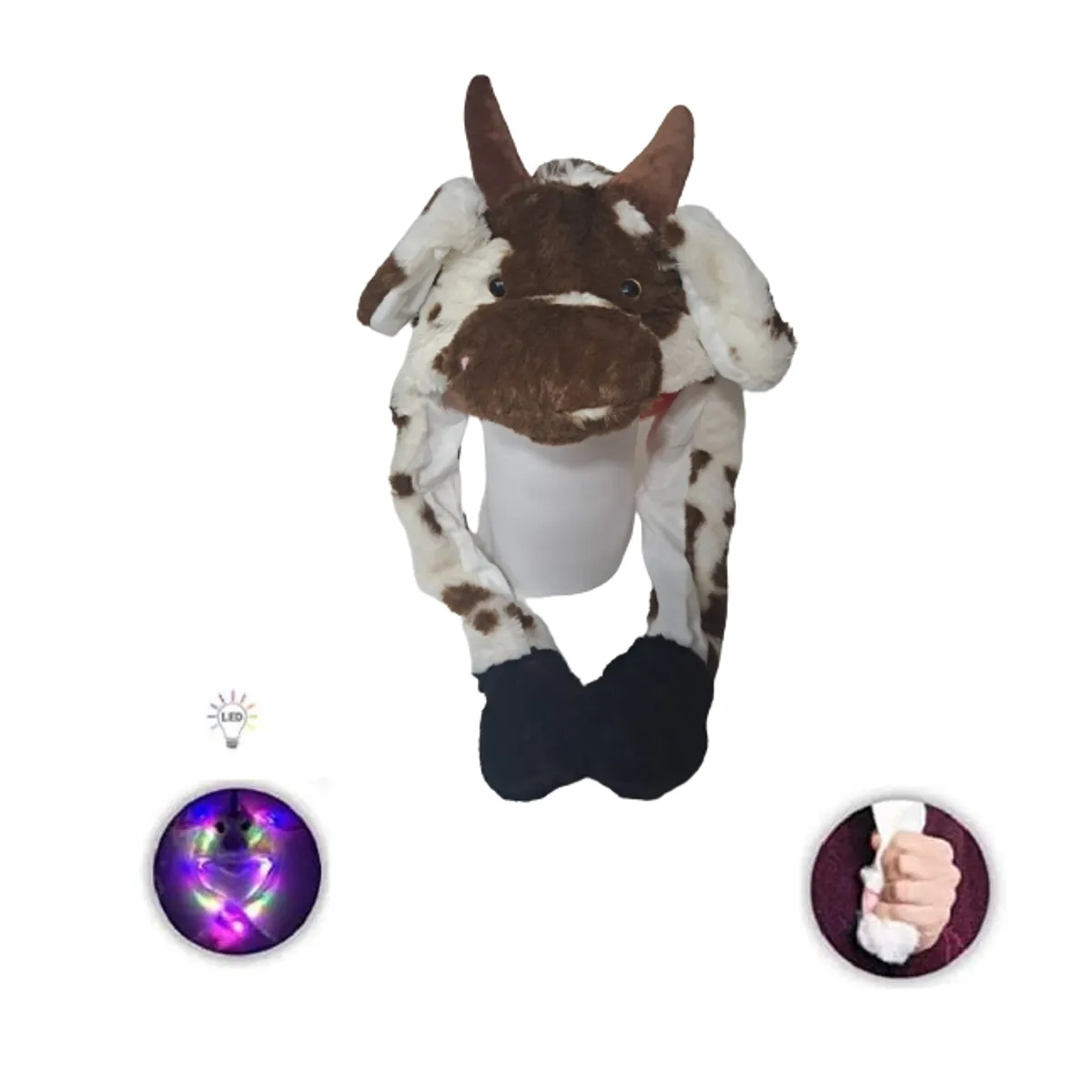 GENERICO - Gorro De vaquita Con Luces Con Orejas Moviles Gorrito Kawaii VAQUITA